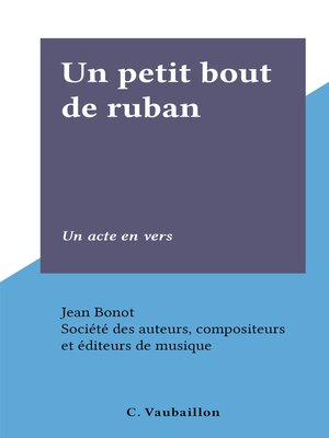 cover image of Un petit bout de ruban